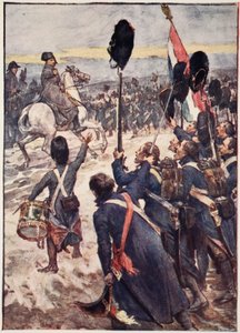 "Soldados, esta batalha deve ser um estrondo de trovão", prato de "A história da França, por Mary MacGregor, 1920 (litografia colorida) de William Rainey